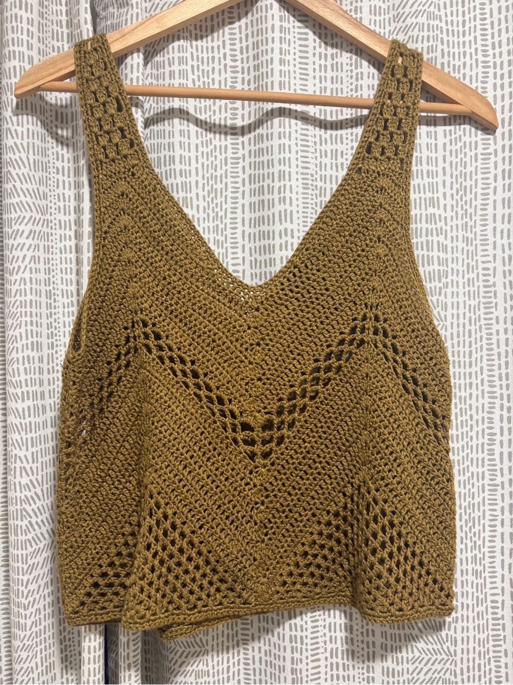 Forever 21 Olive Crochet V-Neck Tank Top